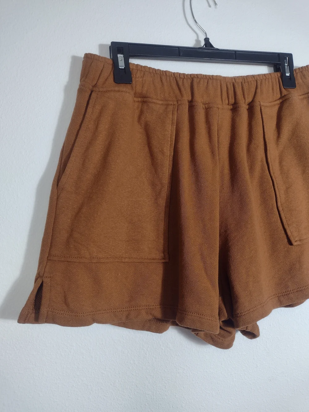 Madewell Front Pocket Cotton-Hemp Pull On Sweatshorts Dried Acorn Orange Brown